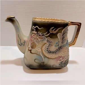 Dragonware Hand Painted  Dragon Motif Teapot Moriyama Mori-Machi No Lid Japan
